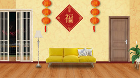 新年夜晚客厅 小品舞台背景视频