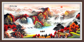 旭日东升山水画