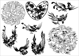 花纹 凤凰 鸟 底纹 线稿