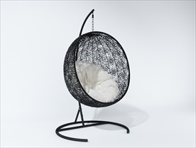 户外仿藤黑色金属吊篮秋千吊椅