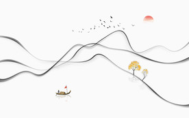 中式水墨山水画