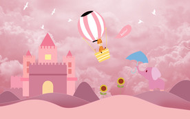 卡通梦幻云朵儿童房背景墙