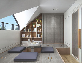 全屋定制镶金条卧室衣柜榻榻米图