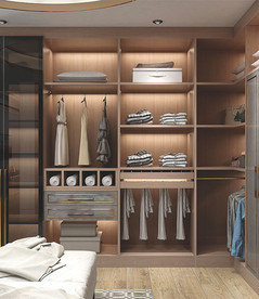 全屋定制镶金条板式衣帽间图