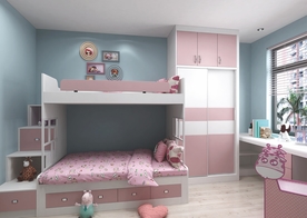 全屋定制简约板式卧室儿童房图