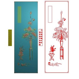 荷花顶箱柜灰度图