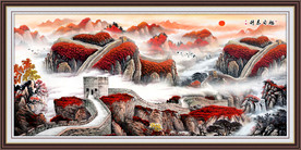 旭日东升国画山水风景画