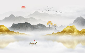 中式水墨山水画