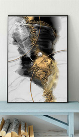 水墨烁金抽象金色油画玄关装饰画