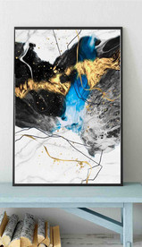 水墨烁金抽象金色油画玄关装饰画