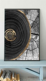 现代烁金水墨金色年轮木纹装饰画