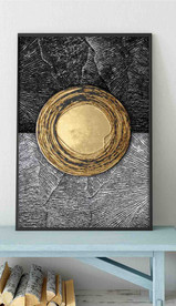 现代烁金抽象几何油画玄关装饰画