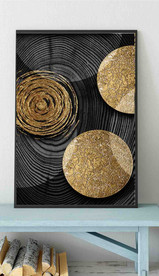 现代烁金水墨金色年轮木纹装饰画