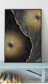 现代烁金水墨金色年轮木纹装饰画