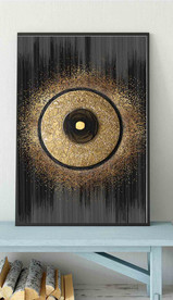 现代烁金抽象几何油画玄关装饰画