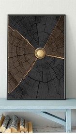 现代烁金水墨金色年轮木纹装饰画
