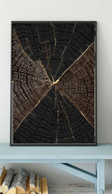 现代烁金水墨金色年轮木纹装饰画