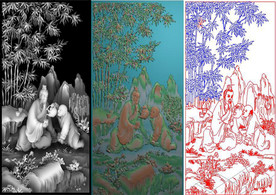 玉川品茶 精雕图