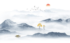 中式水墨山水画