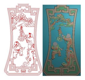 童子放鞭炮精雕图