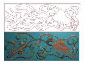 八宝扇子 精雕图