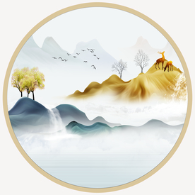 新中式圆形装饰画