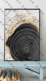 现代烁金水墨金色年轮木纹装饰画