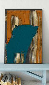 爱马仕抽象金色油漆油画装饰画