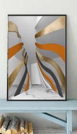 爱马仕现代抽象立体几何装饰画