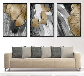 现代抽象金色油画玄关装饰画