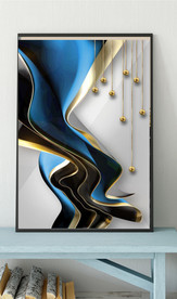 现代烁金抽象立体线条玄关装饰画