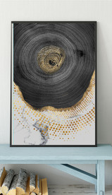 现代烁金水墨金色年轮木纹装饰画