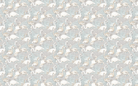 手绘西洋画热带雨林火烈鸟