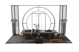 茶桌屏风3d模型