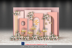 粉色婚礼甜品区