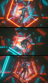 机器人跌落立体VJ背景