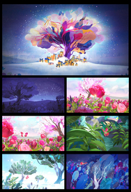 水彩动画大自然视频素材