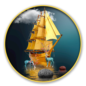 圆形画 一帆风顺