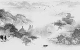 灰色高清唯美山水 TIF分层