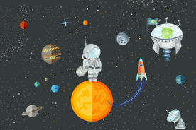 卡通儿童房背景墙卡通星空背景墙