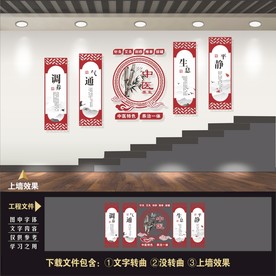 医院中医养生楼梯楼道文化墙