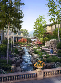 别墅区景观效果图