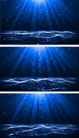 唯美蓝色粒子海洋背景视频