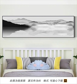 淡色禅意山水风景画