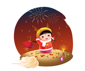 牛年财神卡通插画