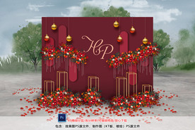 红金色婚礼迎宾区