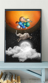 北欧风太空大象儿童房装饰画