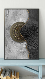现代烁金水墨金色年轮木纹装饰画