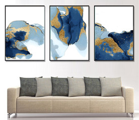 北欧抽象金色水墨油画装饰画