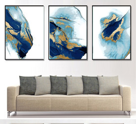 北欧抽象金色水墨油画装饰画